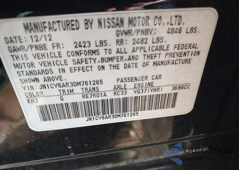 2013 Infiniti G37X from USA, damaged, VIN JN1CV6AR3DM761265
